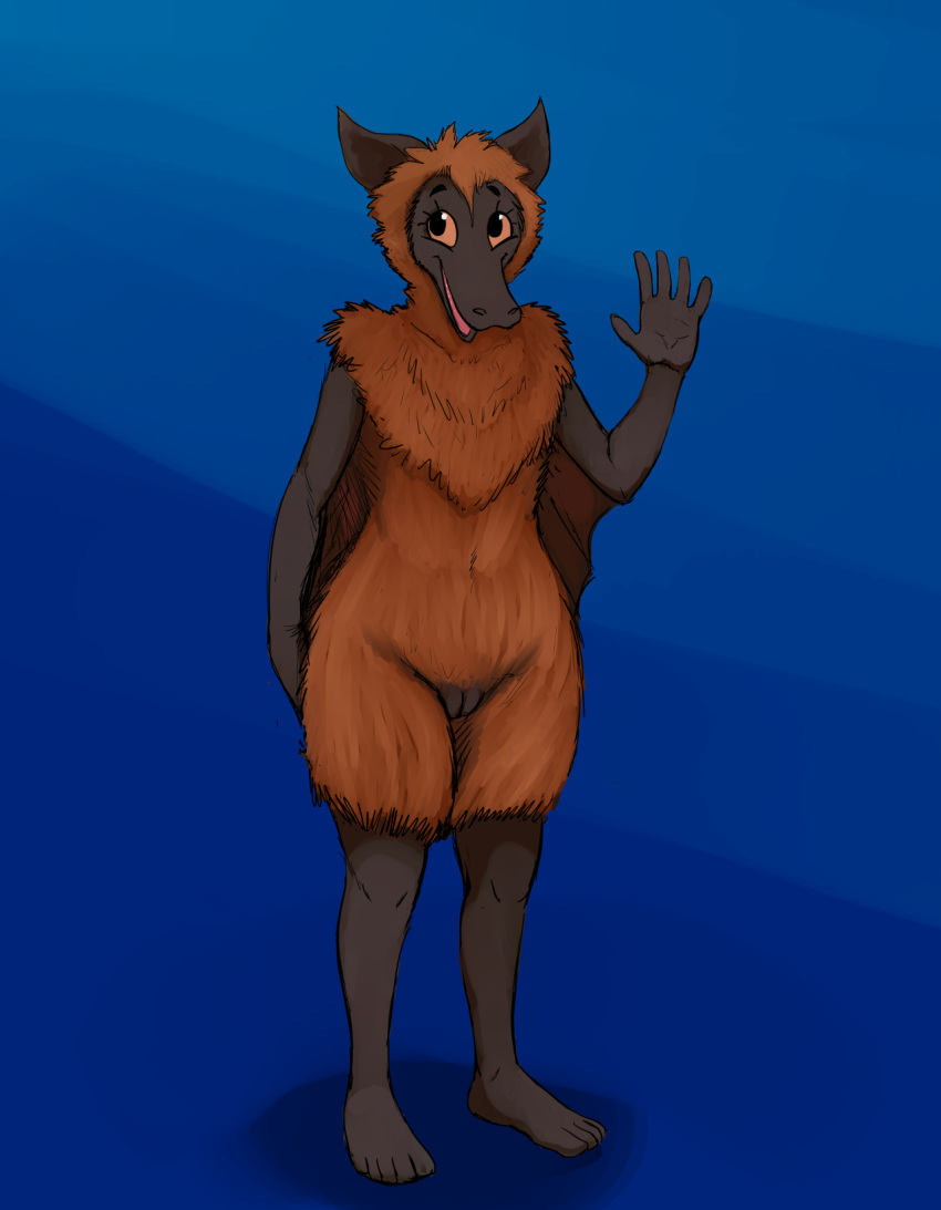 anthro chiropteran female happy hladilnik indian_flying_fox mammal pteropodid pussy smile solo waving wings