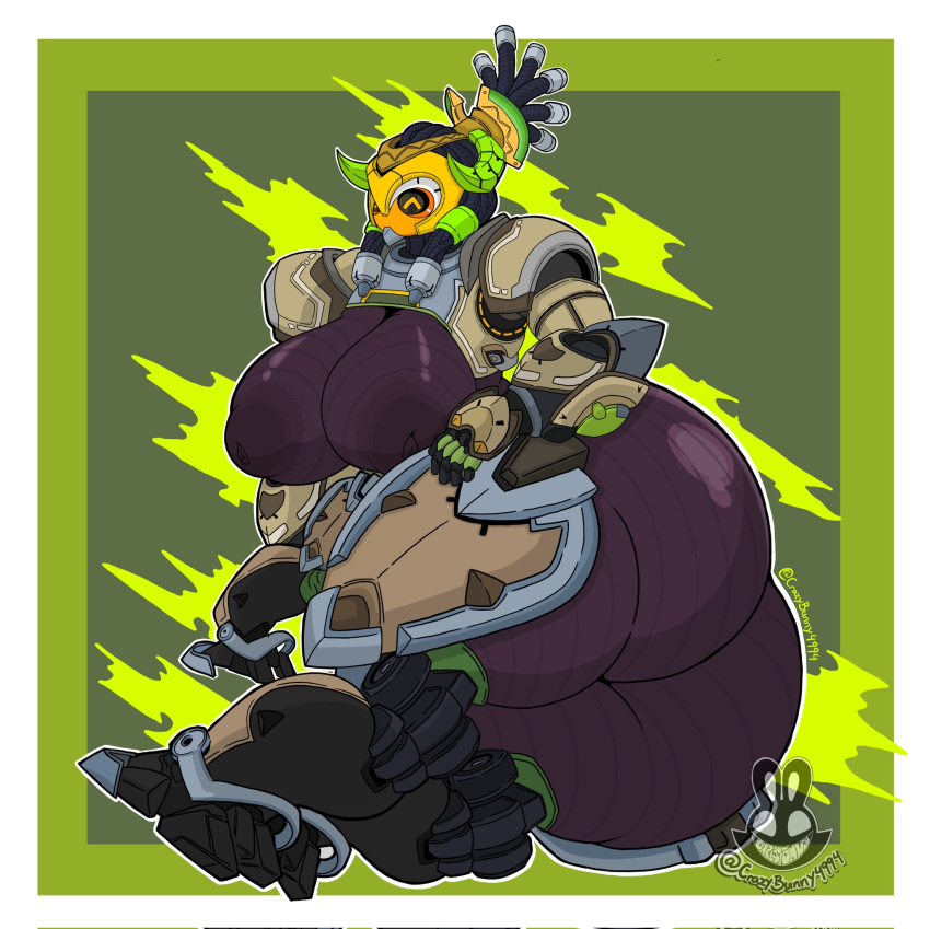 areola armor big_breasts big_butt blizzard_entertainment breasts butt christomwow cleavage clothed clothing female hi_res huge_breasts huge_butt huge_hips looking_at_viewer looking_back lying machine metal nipples omnic on_side orisa_(overwatch) overwatch puffy_areola robot solo synthetic taur thick_thighs video_games wide_hips