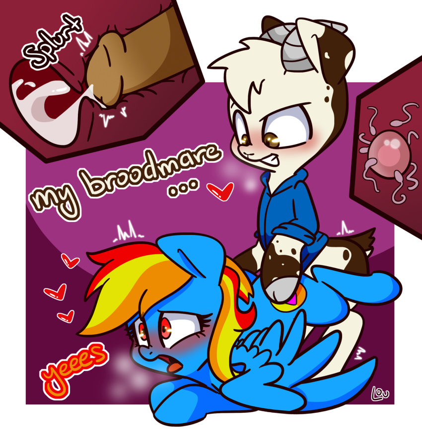 &lt;3 blue_body blue_fur blush bodily_fluids bovid brown_body brown_eyes brown_fur caprine clothing cum cum_inside cutie_mark dirty_talk dominant dominant_male duo english_text equid equine fan_character female feral from_behind_position fur genital_fluids genitals goat hazel_bloons_(character) hi_res hoodie horn horse impregnation interspecies louvely male male/female mammal my_little_pony open_mouth ovum pegasus penetration penis pony red_eyes sex simple_background sperm_cell submissive submissive_female sunamena text tongue tongue_out topwear vaginal vaginal_penetration white_body white_fur wings