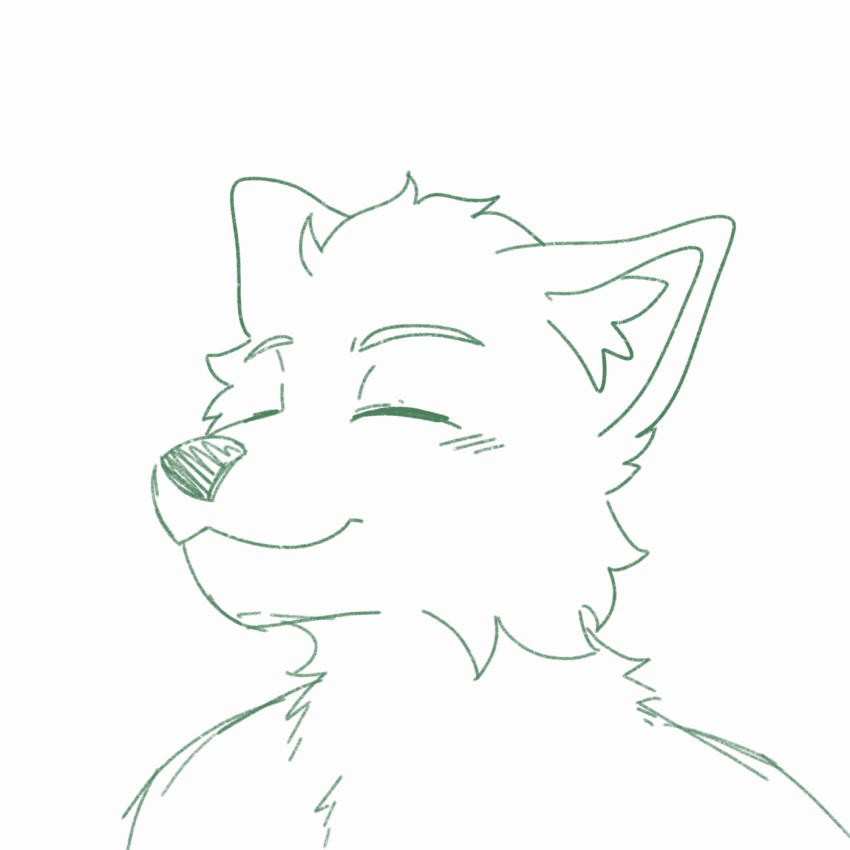 1:1 2d_animation animated anthro blush blush_lines canid canine canis cosmictwilight green_line_art happy hi_res male mammal monochrome short_playtime simple_face sketch solo wiggle wobble wolf