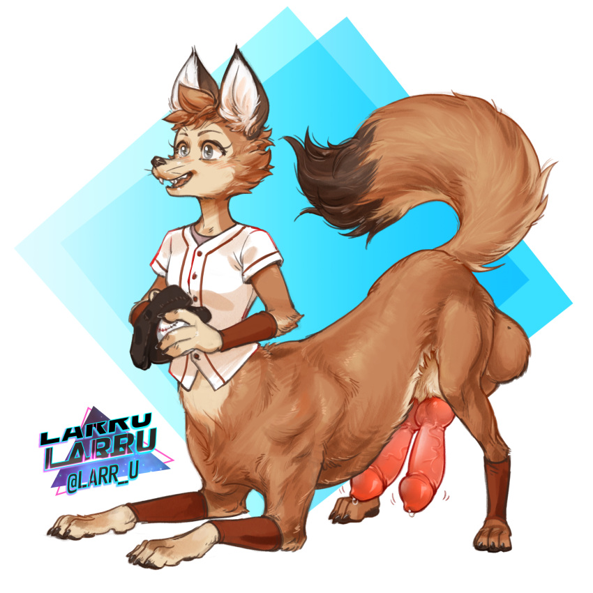 2_penises balls bottomless canid canid_taur canine canine_taur casual_exposure casual_nudity clothed clothing dixie_seterdahl fox fox_taur genitals hi_res larru-larru mammal mammal_taur multi_genitalia multi_penis penis sport taur