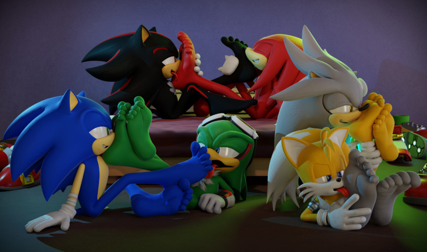 accipitrid accipitriform anthro avian barefoot bird canid canine echidna eulipotyphlan feet feetymcfoot foot_fetish foot_lick foot_play fox hedgehog hi_res jet_the_hawk knuckles_the_echidna licking male mammal miles_prower monotreme sega shadow_the_hedgehog silver_the_hedgehog soles sonic_riders sonic_the_hedgehog sonic_the_hedgehog_(series) toes tongue tongue_out
