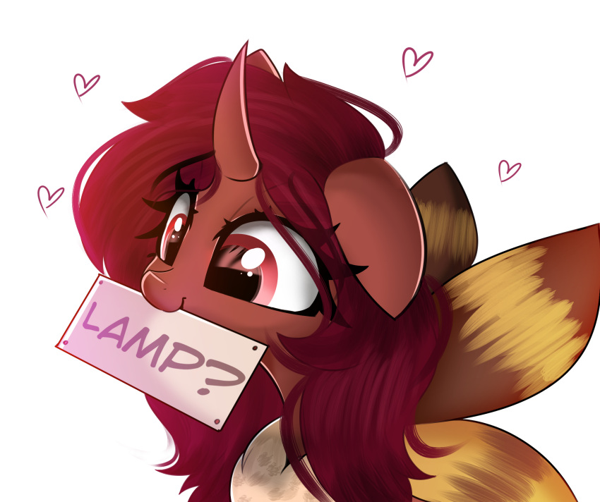&lt;3 alpha_channel arthropod changeling english_text fan_character female flechette friendship_is_magic hair hasbro hi_res horn hybrid insect janelearts lepidopteran moth my_little_pony question_mark red_eyes red_hair sign simple_background solo text transparent_background wings