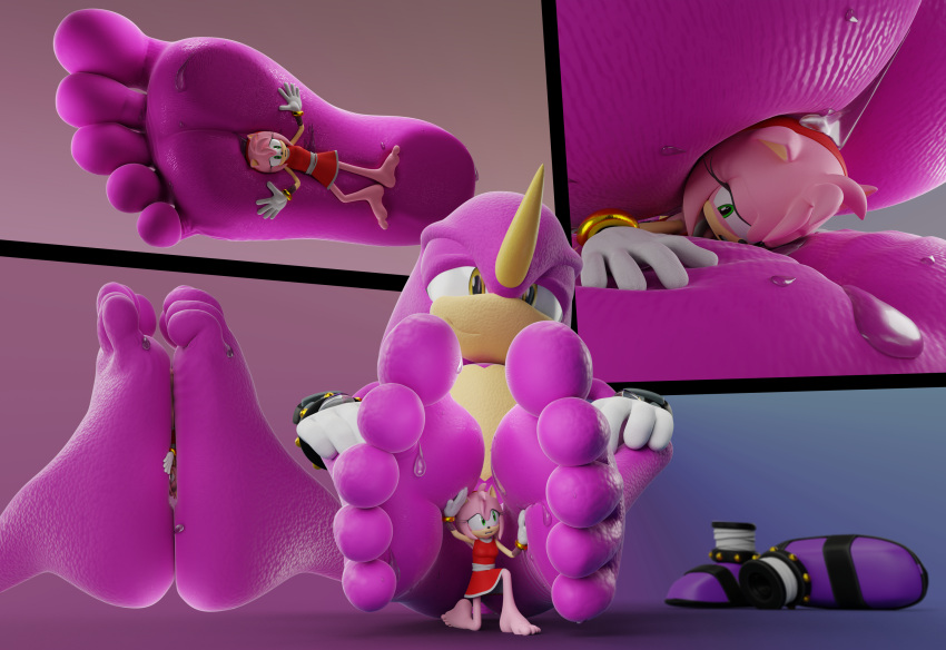 amy_rose anthro asphyxiation barefoot between_feet bodily_fluids breath_play dominant dominant_male duo espio_the_chameleon feet feetymcfoot female female_licking_male foot_fetish foot_focus foot_lick foot_play forced hi_res humanoid_feet larger_male licking male male/female mean miserable misery sadistic_smile sega shoes_removed size_difference smaller_female smush soles sonic_the_hedgehog_(series) squish stomping sweat sweaty_feet toes tongue tongue_out torture trapped used_like_a_toy