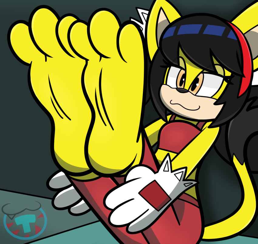 anthro barefoot black_hair exercise feet felid feline female hair hi_res honey_the_cat mammal mintytempest sega soles solo sonic_the_fighters sonic_the_hedgehog_(series) toes workout yoga