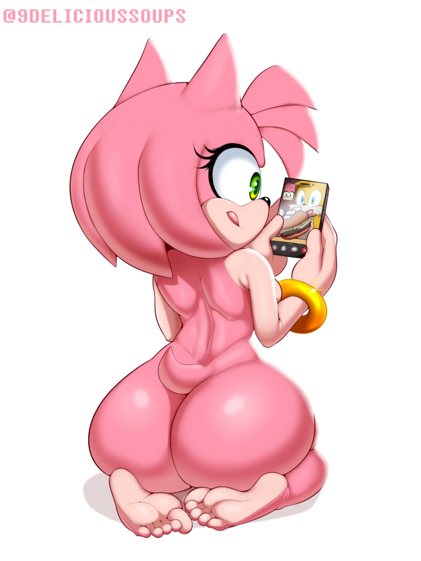 amy_rose anthro big_butt burger butt canid canine delicioussoup eulipotyphlan female food fox hedgehog hi_res mammal miles_prower nude sega solo sonic_the_hedgehog_(series)