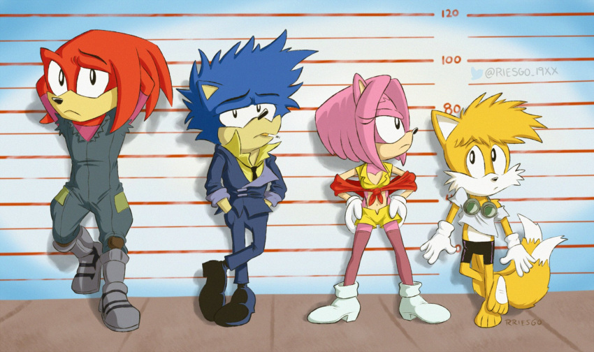 aloof amy_rose annoyed_expression anthro canid canine cigarette_in_mouth cosplay cowboy_bebop crossover crossover_cosplay echidna edward_wong_hau_pepelu_tivruski_iv eulipotyphlan faye_valentine female fox group hedgehog hi_res jet_black knuckles_the_echidna lineup male male/female mammal miles_prower monotreme parody rriesgo sega sonic_the_hedgehog sonic_the_hedgehog_(series) spike_spiegel