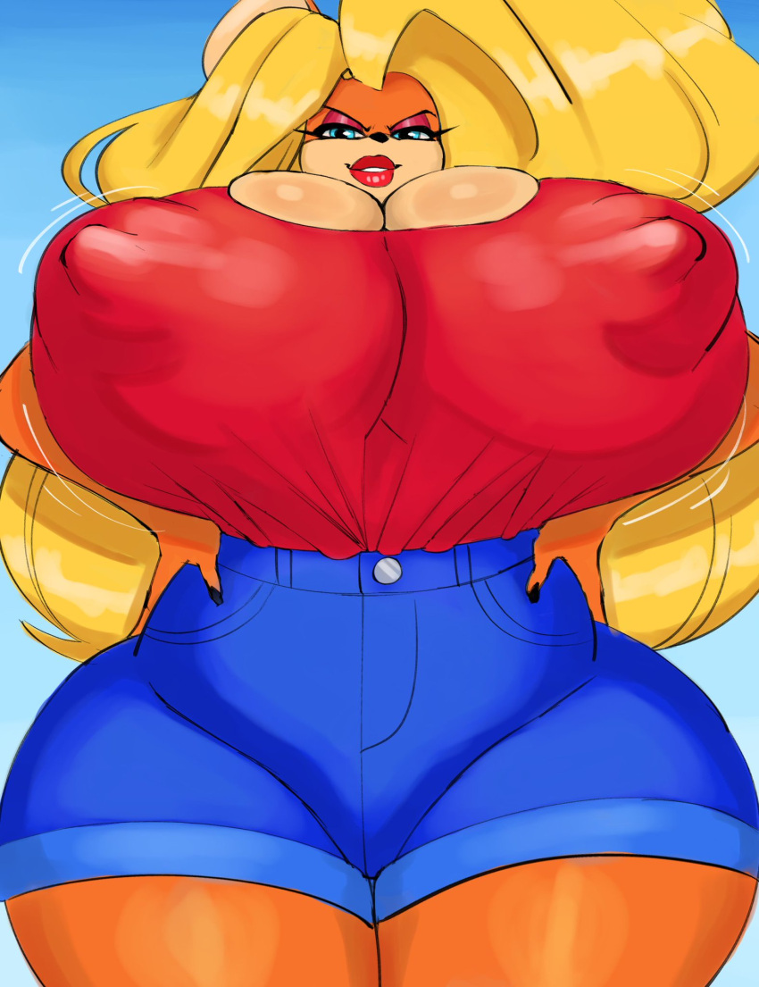activision anthro big_breasts breasts crash_bandicoot_(series) curvy_figure female fur geebie33 hi_res huge_breasts looking_at_viewer solo tawna_bandicoot thick_thighs video_games voluptuous wide_hips