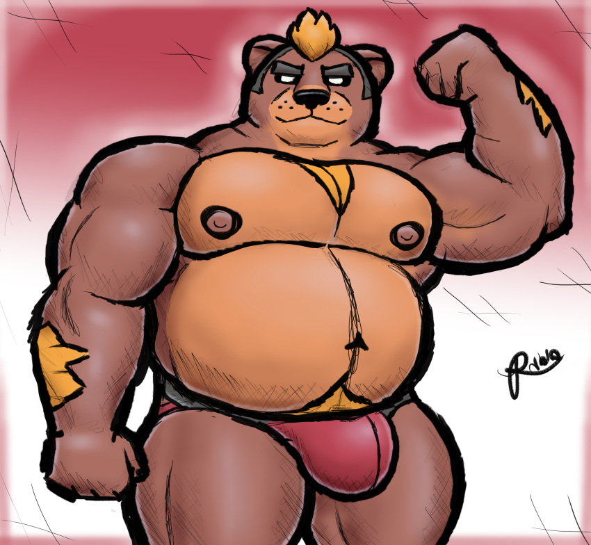 absurd_res alanottaviano anthro belly extracurricular_activities harold_grifter hi_res male male/male mammal musclegut muscular muscular_male overweight overweight_male slightly_chubby solo ursid ursine video_games visual_novel