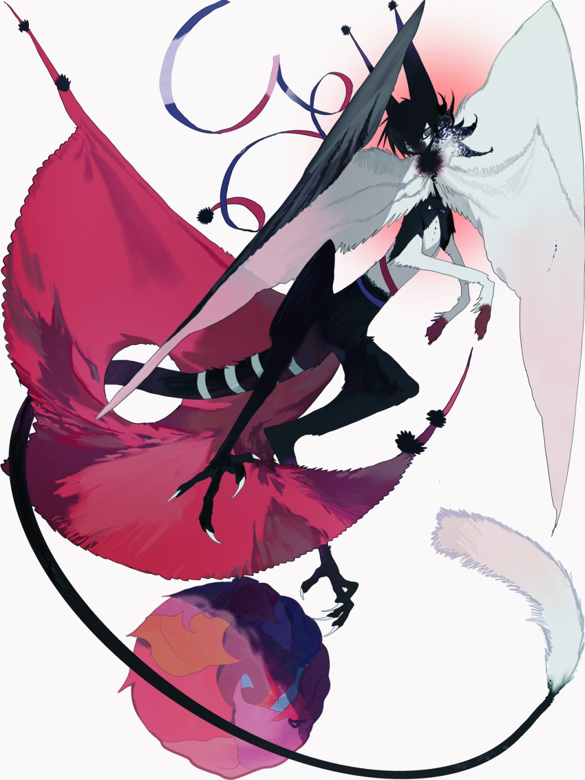 4_toes claws dragon feet feral fur hi_res kamikiri_t simple_background solo striped_body striped_fur stripes tail_tuft toe_claws toes tuft white_body white_fur wings