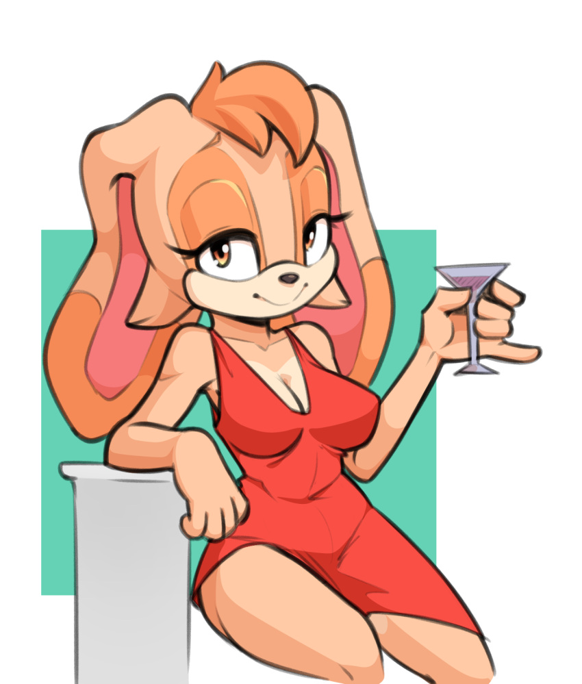 2022 5_fingers anthro clothed clothing digital_media_(artwork) dress eyelashes female fingers hair hi_res holding_object lagomorph leporid long_ears looking_at_viewer mammal rabbit rogone2 sega smile solo sonic_the_hedgehog_(series) vanilla_the_rabbit