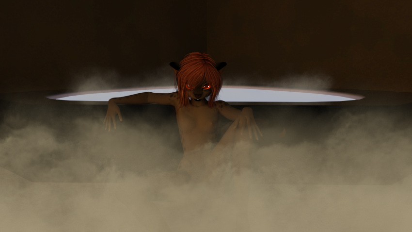 16:9 2022 3d_(artwork) anthro bathtub digital_media_(artwork) erection felid felin genitals gynomorph hi_res intersex inviting kawa kawaoneechan looking_at_viewer mammal nude penis presenting reclining solo steam widescreen