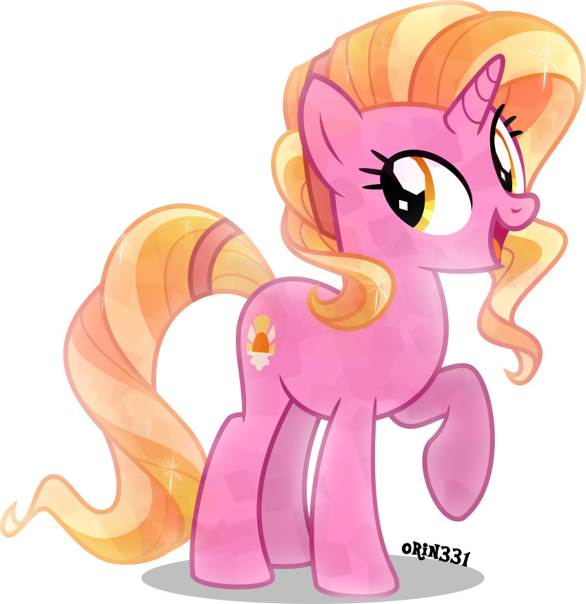 absurd_res alpha_channel amber_eyes blonde_hair crystal_pony_(mlp) equid equine female friendship_is_magic hair hi_res hooves horn luster_dawn_(mlp) mammal my_little_pony open_mouth open_smile orin331 raised_hoof simple_background smile solo transparent_background unicorn vector