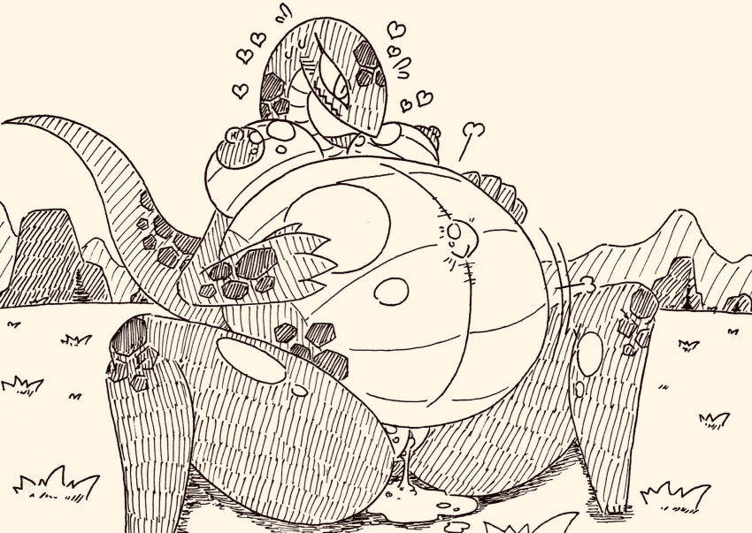 &lt;3 amphibian anthro areola belly big_belly big_breasts bodily_fluids breasts claws clitoris cum eyelashes female genital_fluids genitals grass hage hi_res hyper hyper_belly leaking_cum markings monochrome multicolored_body multicolored_scales navel nipples outie_navel outside plant puffy_areola puffy_nipples pussy salamander_(amphibian) scales scalie smile solo sweat thick_thighs two_tone_body two_tone_scales
