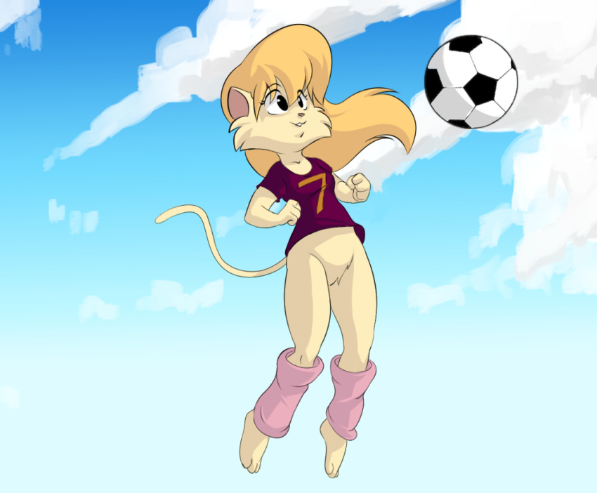 anthro ball cleo_catillac clothing cloud domestic_cat felid feline felis female heathcliff_and_the_catillac_cats leg_warmers legwear mammal sky soccer_ball solo winstar