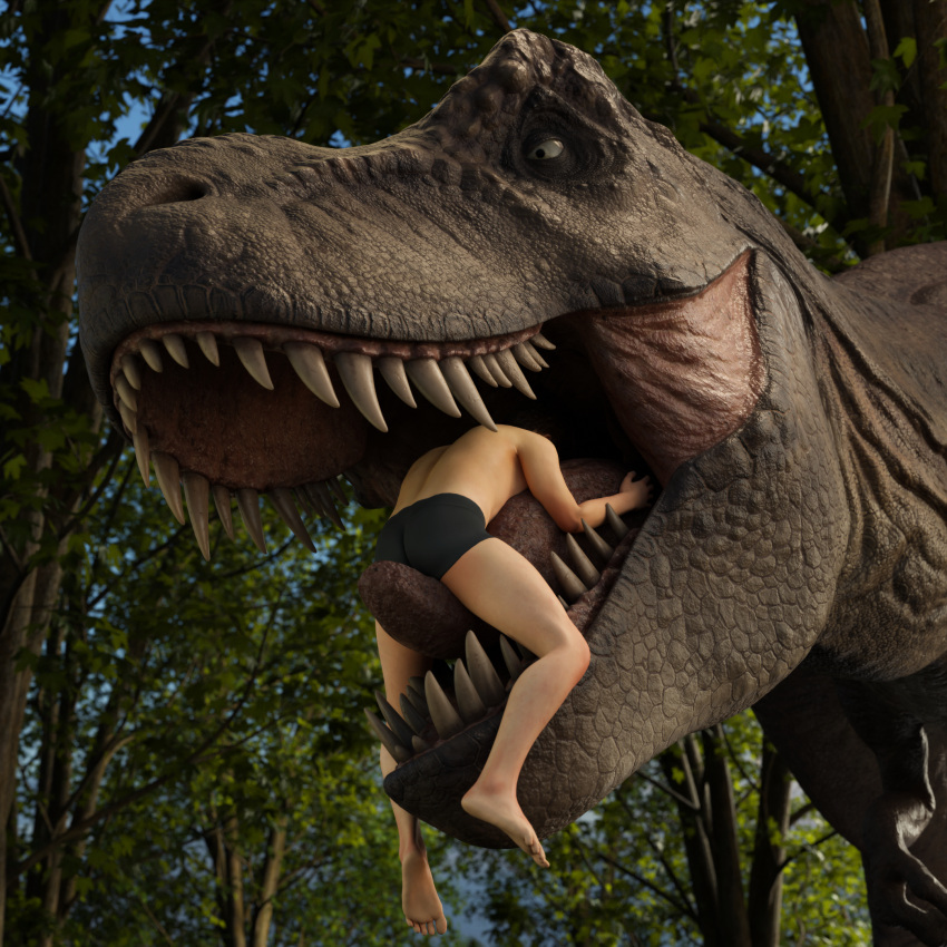 1:1 2022 3d_(artwork) 4k ambiguous_gender barefoot clothed clothing detailed_background digital_media_(artwork) dinosaur duo feet feral forest hand_on_tongue hi_res hugging_tongue human imminent_vore in_mouth ivorylagiacrus larger_ambiguous larger_feral licking male mammal mawplay mostly_nude open_mouth oral outside plant reptile scales scalie sharp_teeth size_difference smaller_human smaller_male teeth theropod thick_tongue toes tongue tongue_out tree tyrannosaurid tyrannosaurus tyrannosaurus_rex underwear