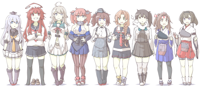 6+girls ahoge akara_kai akigumo_(kancolle) akigumo_kai_ni_(kancolle) akigumo_kai_ni_(kancolle)_(cosplay) akizuki_(kancolle) akizuki_(kancolle)_(cosplay) alternate_hairstyle anchor_hair_ornament aqua_bow aqua_bowtie aqua_sailor_collar atlanta_(kancolle) atlanta_(kancolle)_(cosplay) binoculars black_gloves black_hair black_headband black_headwear black_jacket black_sailor_collar black_serafuku black_shirt black_skirt black_thighhighs blue_eyes blue_hakama blue_necktie boots bow bowtie braid breasts brown_eyes brown_hair corset cosplay earrings fingerless_gloves gaiters garrison_cap gloves green_eyes grey_eyes grey_gloves grey_hair grey_thighhighs hachimaki hair_flaps hair_ornament hair_over_shoulder hakama hakama_short_skirt hakama_shorts hakama_skirt hat headband hibiki_(kancolle) hibiki_(kancolle)_(cosplay) high-waist_skirt high_ponytail highres holding holding_binoculars huge_ahoge jacket japanese_clothes jewelry kaga_(kancolle) kaga_kai_ni_(kancolle) kaga_kai_ni_(kancolle)_(cosplay) kantai_collection kuma_(kancolle) kuma_kai_ni_(kancolle) kuma_kai_ni_(kancolle)_(cosplay) large_breasts long_hair long_sleeves military military_uniform miniskirt mole mole_under_eye multiple_girls muneate neckerchief necktie pantyhose partially_fingerless_gloves pleated_skirt ponytail red_neckerchief red_necktie sailor_collar school_uniform serafuku shigure_(kancolle) shigure_kai_ni_(kancolle) shigure_kai_ni_(kancolle)_(cosplay) shirt short_sidetail short_sleeves shorts side_ponytail single_braid single_earring skirt sleeveless sleeveless_shirt smile standing star_(symbol) star_earrings striped striped_pantyhose suspender_skirt suspenders tasuki thighhigh_gaiters thighhighs two-tone_gloves two_side_up uniform washington_(kancolle) washington_(kancolle)_(cosplay) white_gloves white_shirt white_skirt yellow_neckerchief yugake zuihou_(kancolle) zuihou_kai_ni_(kancolle) zuihou_kai_ni_(kancolle)_(cosplay)