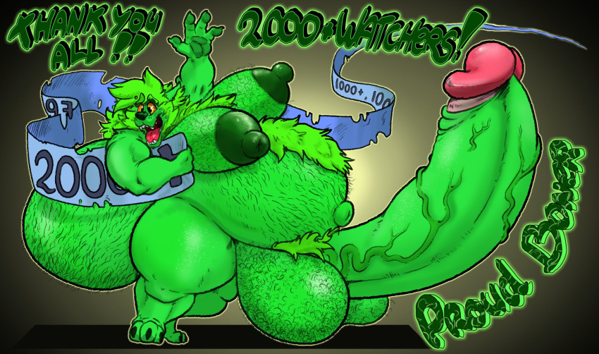 2021 4_fingers anthro areola balls banner belly big_areola big_belly big_butt big_nipples big_pecs big_penis body_hair butt canid canine canis celebration chest_hair claws colored desmo_(wolfbear303) digital_drawing_(artwork) digital_media_(artwork) english_text erect_nipples erection facial_hair feet fingers fur genitals glans hair hairy hairy_ass hairy_balls hairy_belly hairy_pecs hi_res huge_butt humanoid_genitalia humanoid_penis male mammal moobs navel nipples nude open_mouth open_smile orange_sclera overweight overweight_anthro overweight_male pecs penis pubes red_glans shaded simple_background smile solo teeth text thick_thighs toe_claws toes toned_muscles tongue vein veiny_penis wide_hips wolfbear303 yellow_eyes