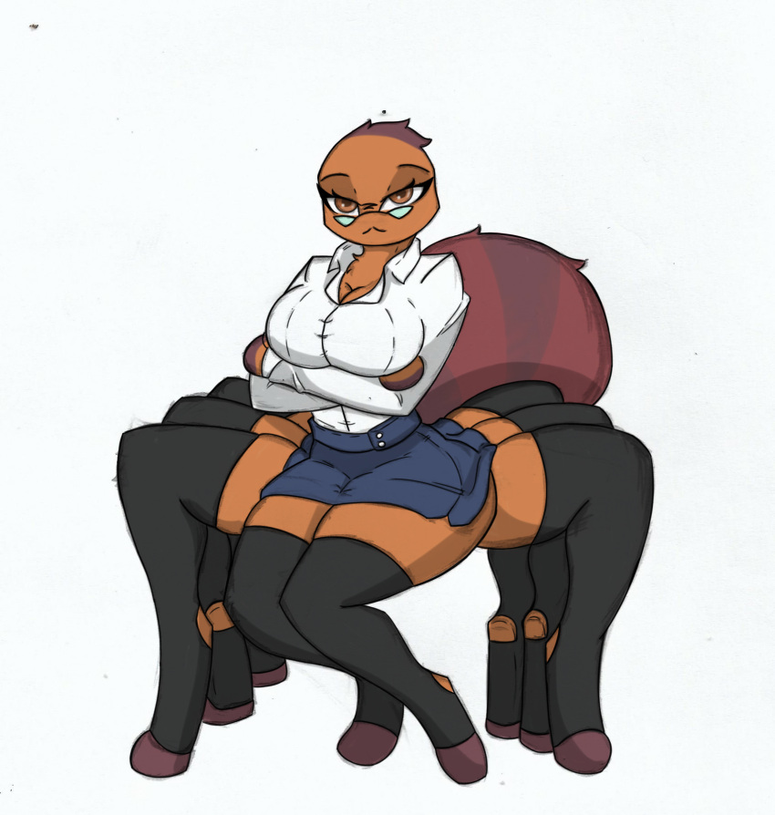 anthro arachne arachnid arthropod big_breasts bottomwear breasts clothing dreamworks european_mythology female greek_mythology hi_res leggings legwear miss_tarantula ms._tarantula_(the_bad_guys) ms_tarantula mygalomorph mythology pace-maker skirt solo spider tarantula the_bad_guys thick_thighs