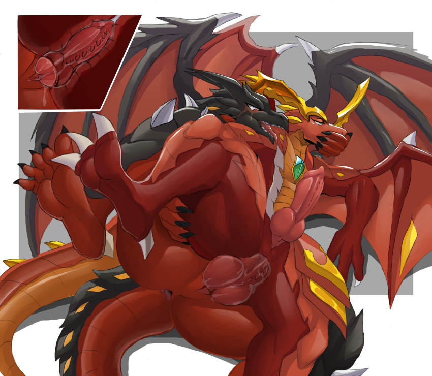 3_toes absurd_res anal anal_penetration anthro anus bakugan balls biped bodily_fluids butt claws covering covering_mouth cum cum_inside digital_media_(artwork) dominant dominant_male drago_(bakugan) dragon duo ejaculating_cum ejaculation erection feet from_behind_position genital_fluids genitals green_eyes hands_on_mouth helios_(bakugan) hi_res horn internal looking_pleasured lying male male/male male_penetrated male_penetrating male_penetrating_male membrane_(anatomy) membranous_wings muscular_thighs open_mouth penetration penis precum pupils raised_leg red_body scales scalie sellon sex simple_background slit slit_pupils submissive submissive_male teeth toes tongue western_dragon wings