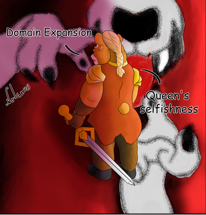 absurd_res anthro brown_bear brown_body brown_fur clothing dreamworks female fur hi_res jujutsu_kaisen kung_fu_panda luthera_the_wandering_blade mammal melee_weapon notamo slightly_chubby solo sword ursid ursine weapon