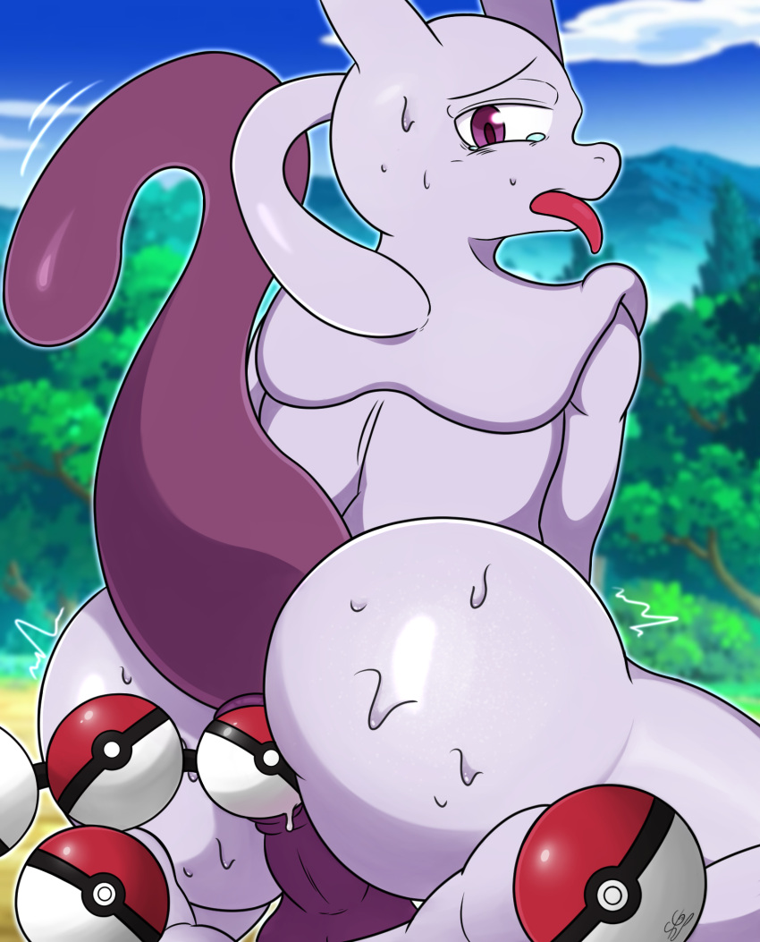 &lt;3 2022 anal anal_masturbation anthro anus backsack balls big_anus big_butt biped bubble_butt butt butt_focus digital_drawing_(artwork) digital_media_(artwork) generation_1_pokemon genitals hi_res huge_butt humanoid_genitalia legendary_pokemon looking_at_viewer looking_back looking_pleasured male masturbation mewtwo motion_lines nintendo nude outside pokemon pokemon_(species) presenting presenting_hindquarters puffy_anus purple_balls purple_body purple_eyes raised_tail rear_view sillygoose sitting sitting_on_ground solo solo_focus thick_thighs tongue toun twitching video_games wide_hips