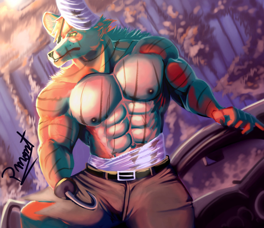 abs anthro bandage canid canine five_nights_at_freddy's five_nights_at_freddy's_2 fox hook male mammal muscular muscular_anthro muscular_male nipples pecs pinumontbalou scar scottgames solo video_games withered_foxy_(fnaf)