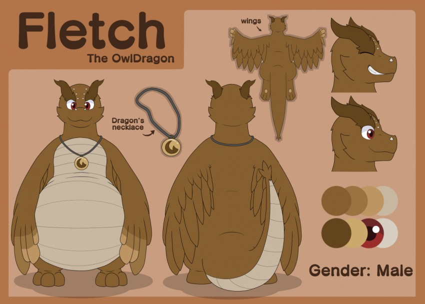 anthro avian bird blueflarefox1 dragon feral fletch male model_sheet owl solo