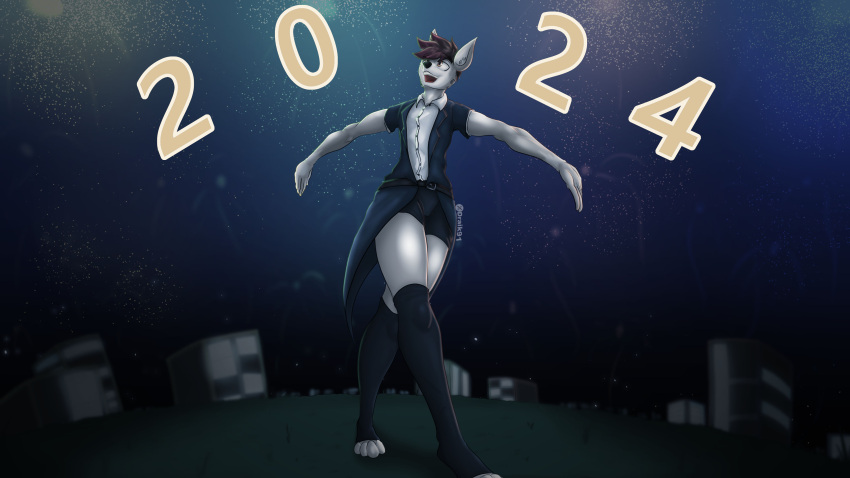 absurd_res anthro canid canine canis clothed clothing draik fur hair hi_res male mammal new_year_2024 solo wolf