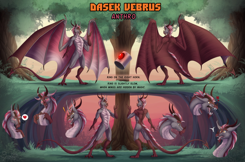 angry anthro blush claws clothing costume digital_drawing_(artwork) digital_media_(artwork) dragon forest forest_background happy headshot_portrait hi_res male model_sheet muscular muscular_anthro muscular_male nature nature_background nude outfit_reference plant portrait reference_image ring scalie shocked smile solo solo_focus sunny_way tree western_dragon wings