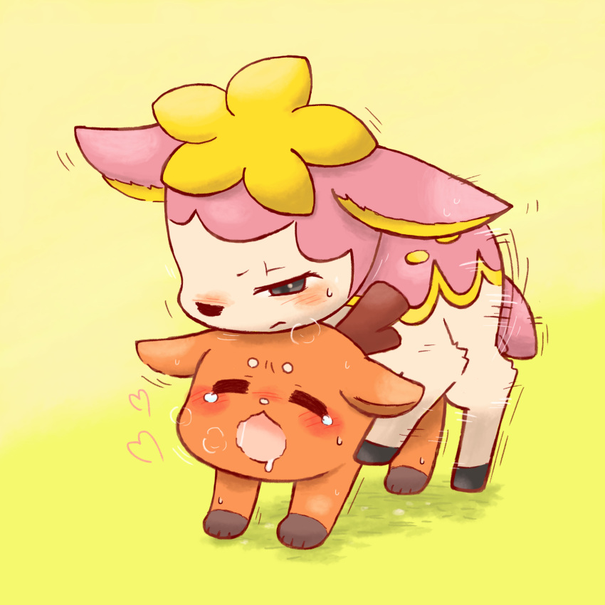 &lt;3 ambiguous_gender blush bodily_fluids breath deer deerling duo feral feral_on_feral generation_5_pokemon hi_res mammal nintendo pokemon pokemon_(species) sex spring_deerling sweat