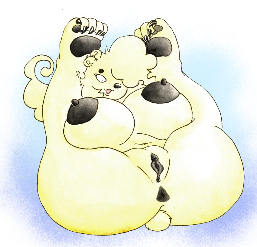 absurd_res animal_genitalia anthro anus bear big_breasts blonde_hair breasts claws clothed clothing dark_nipples darkened_genitalia darkened_pussy efradraws female fur genitals graphite_(artwork) hair hi_res mammal northwind_(efradraws) nyuk_(northwind) one_eye_obstructed painting_(artwork) polar_bear presenting presenting_pussy pussy slightly_chubby slightly_chubby_anthro slightly_chubby_female traditional_media_(artwork) ursine watercolor_(artwork)