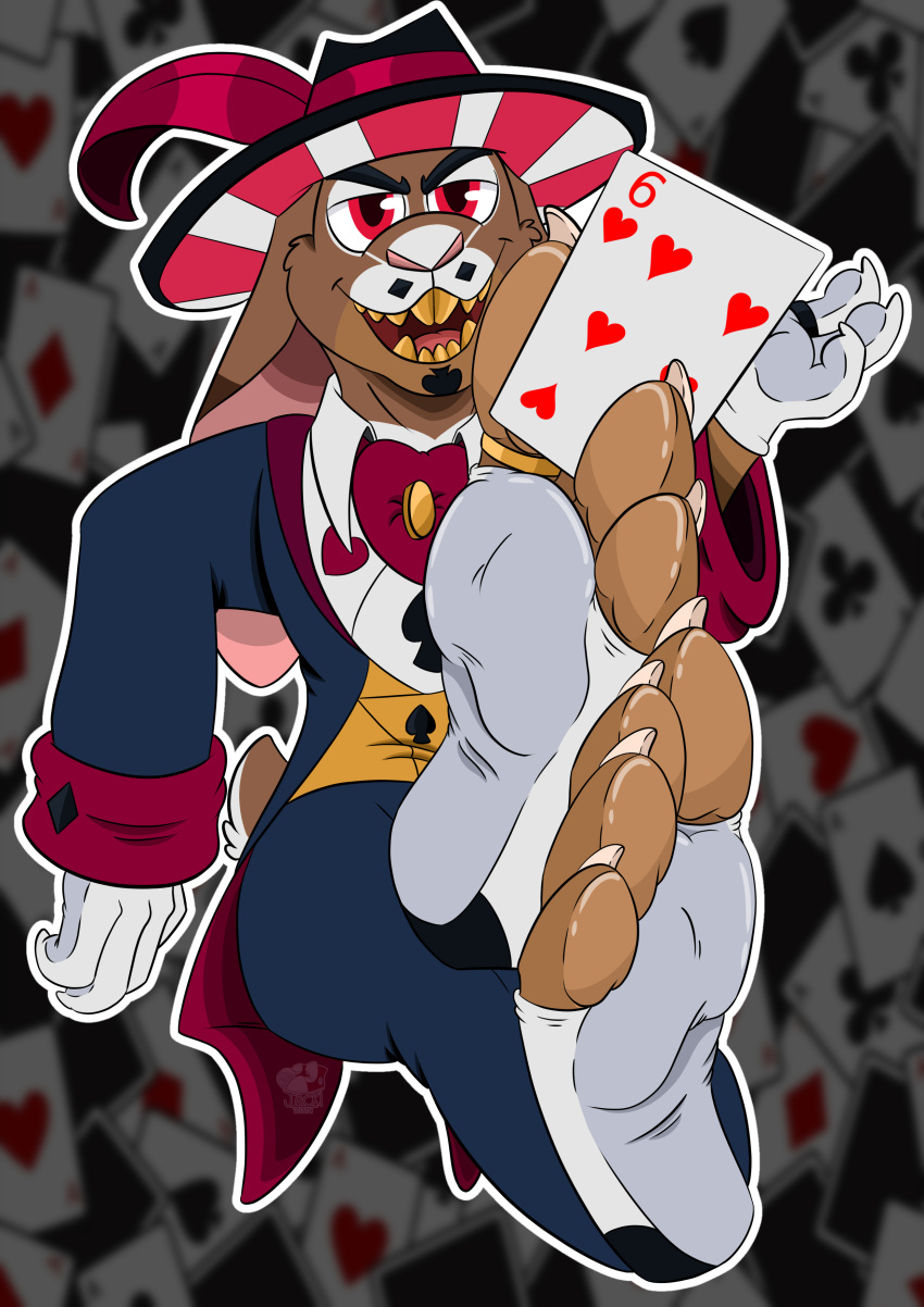 absurd_res anthro barefoot claws clothed clothing digital_media_(artwork) feet foot_fetish foot_focus fur hi_res jackbaphomet king_cassino lagomorph leporid male mammal open_mouth paws plantigrade rabbit simple_background smile soles solo tail toes wild_bunny