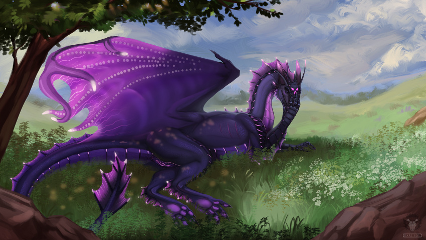 anus bl_darksoul butt claws darlsol dragon female feral genitals grass hi_res membrane_(anatomy) mythological_creature mythological_scalie mythology pawpads pink_pussy plant purple_anus purple_body purple_claws purple_membrane purple_pawpads purple_scales pussy scales scalie solo tree