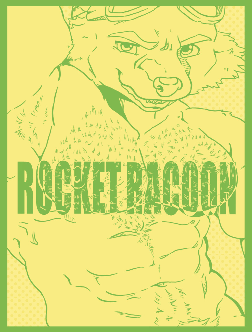 absurd_res anthro armpit_hair body_hair chest_hair clothing comic guardians_of_the_galaxy hi_res jockstrap male mammal marvel mr.brapion muscular nipples procyonid raccoon rocket_raccoon size_difference solo underwear