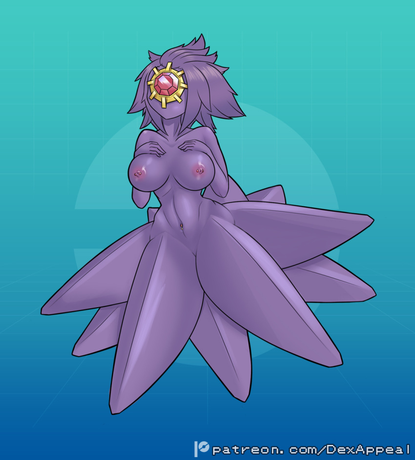 animal_humanoid asterozoan asterozoan_humanoid breasts dex_appeal echinoderm echinoderm_humanoid female gem generation_1_pokemon hair hi_res humanoid jewelry marine marine_humanoid monster_girl_(genre) navel navel_piercing nintendo nipple_piercing nipples nude piercing pokemon pokemon_(species) pokemorph purple_body scylla simple_background solo starfish starfish_humanoid starmie tentacles