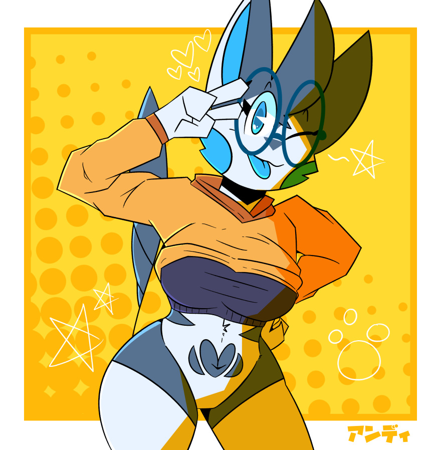 &lt;3 2022 4_fingers absurd_res anthro blue_body blue_cheeks blue_eyes blue_fur blue_pupils blue_tongue border chiro_(skweekers) clothing crop_top_hoodie curvy_figure dotted_background emolga featureless_crotch female fingers front_view fur generation_5_pokemon gesture grey_body grey_fur grey_hair hair hand_on_hip heart_(marking) hi_res hoodie hourglass_figure looking_at_viewer nintendo one_eye_closed orange_clothing orange_crop_top orange_hoodie orange_topwear pattern_background pie_cut_eyes pokemon pokemon_(species) pose pupils purple_clothing purple_sweater purple_topwear simple_background skweekers solo star sweater tongue tongue_out topwear v_sign video_games white_body white_border white_fur