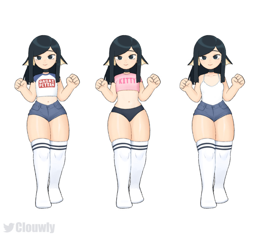 ambiguous_gender clothing clouwly crop_top hi_res not_furry shirt simple_background thick_thighs topwear yeon_(clouwly)
