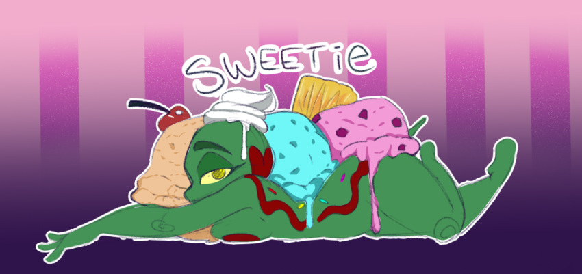 anthro babslechat bedroom_eyes dessert dripping female food food_fetish food_play ice_cream lying narrowed_eyes on_front reptile scalie seductive shelby_bunny solo turtle
