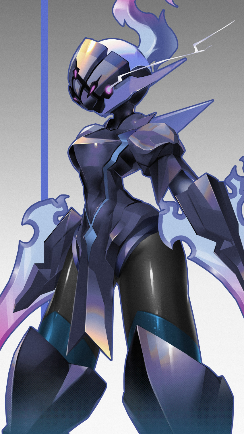 1other absurdres armor ceruledge cropped_legs echanis_enicha eye_trail highres light_trail pokemon pokemon_(game) pokemon_sv standing sword weapon