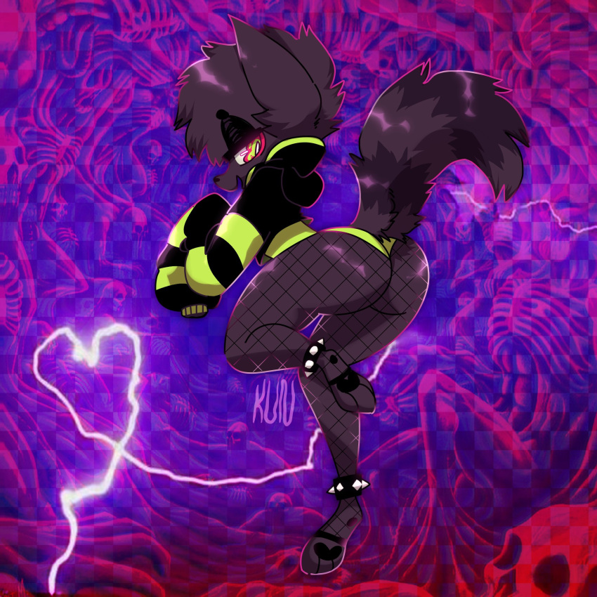 &lt;3 abstract_background anklet anthro bedroom_eyes black_body black_fur black_pawpads butt clothing crop_top_hoodie domestic_cat felid feline felis fishnet fishnet_legwear fluffy fluffy_tail fur girly grey_body grey_fur half-closed_eyes hi_res hoodie inviting jewelry lamekun legband legwear leotard looking_at_viewer looking_back male mammal markings multicolored_body multicolored_fur narrowed_eyes open_mouth open_smile oversized_sleeves pawpads paws presenting presenting_hindquarters psychedelic psychedelic_background raised_tail ring_(marking) ringtail seductive smile solo spiked_anklet spiked_legband spikes tail_markings topwear two_tone_body two_tone_fur