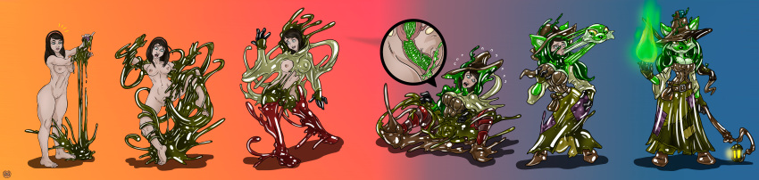 absurd_res animate_inanimate anthro blue_eyes bodily_fluids bottle breast_growth breasts brown_hair butt butt_grab camel_toe clothing colored_fire container corset duo female female/female fingerless_gloves fire genitals gloves goo_tentacles goo_transformation green_eyes green_fire grizzlydafurry_(artist) growth hair hand_on_butt handwear hat headgear headwear hi_res human human_to_anthro internal internal_coating ixi_(neopets) lamp latex latex_body latex_clothing latex_corset latex_gloves latex_handwear latex_legwear latex_lingerie latex_shoes latex_skinsuit latex_stockings latex_tentacles latex_topwear latex_transformation legwear lingerie living_clothing living_costume long_image looking_at_object looking_at_self looking_at_viewer magic magic_user mammal markings mask mask_transformation mole_(marking) neopet_(species) neopets nipple_outline nude oral oral_penetration pattern_clothing pattern_legwear pattern_stockings penetration possession self_grope self_insert six_frame_sequence skinsuit slime sophie_the_swamp_witch species_transformation staff stockings striped_clothing striped_legwear striped_stockings stripes sweat tentacle_in_mouth tentacle_in_nose tentacle_in_vagina tentacle_penetration tentacles tight_clothing topwear transformation transformation_sequence vaginal vaginal_penetration vulva wide_image witch witch_hat yellow_sclera