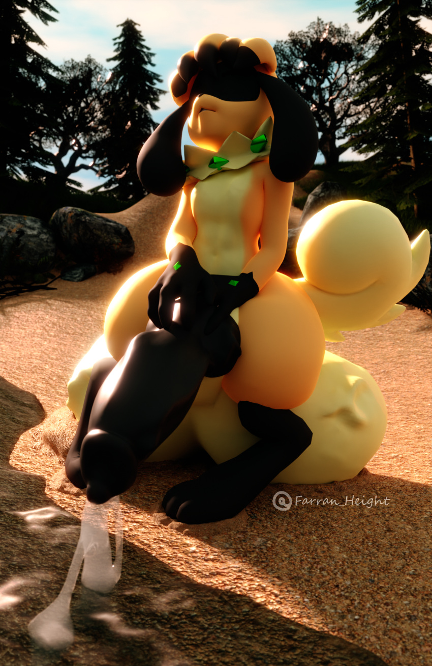 2022 3d_(artwork) absurd_res anthro balls beach big_balls big_penis bodily_fluids bulging_vein cum cumshot detailed_background digital_media_(artwork) ejaculation erection eyes_closed farran_height_(artist) feet fur gem generation_1_pokemon generation_4_pokemon genital_fluids genitals grass hair hand_on_penis head_back hi_res huge_balls huge_penis hyper hyper_balls hyper_genitalia hyper_penis jay_riolu male mammal nintendo nude orange_body outside penis plant pokemon pokemon_(species) riolu rock sand seaside sitting_on_balls sky solo standing sun tail teeth thick_thighs toes tree vein veiny_balls veiny_penis video_games water wide_hips