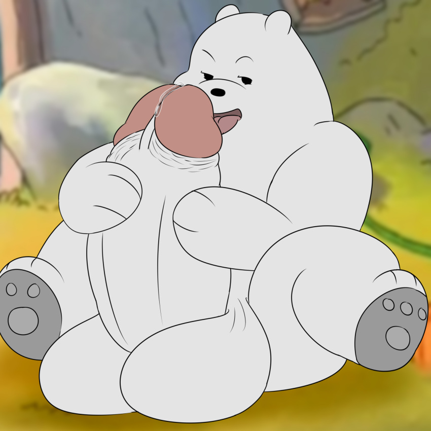 anthro balls big_balls big_penis bodily_fluids camp14 cartoon_network chubby_male fur genital_fluids genitals hi_res huge_balls huge_penis humanoid_genitalia hyper hyper_balls hyper_genitalia hyper_penis ice_bear leaking_precum licking looking_at_viewer male mammal open_mouth open_smile oral paws penile penis penis_lick polar_bear precum sex sitting smile solo spread_legs spreading tongue tongue_out ursid ursine we_bare_bears white_body white_fur