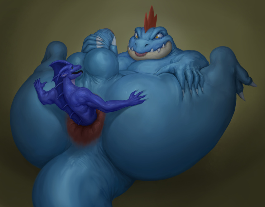 alligator alligatorid anal anal_vore anthro anthrofied anus balls bent_legs butt crocodilian dagapuff dragon duo erection fan_character feraligatr firondraak foreskin generation_2_pokemon genitals hi_res interspecies larger_anthro larger_male male male/male male_pred male_prey masturbation nintendo open_mouth penis pokemon pokemon_(species) pokephilia reptile scalie size_difference smaller_anthro smaller_male smile teeth tongue tongue_out video_games vore