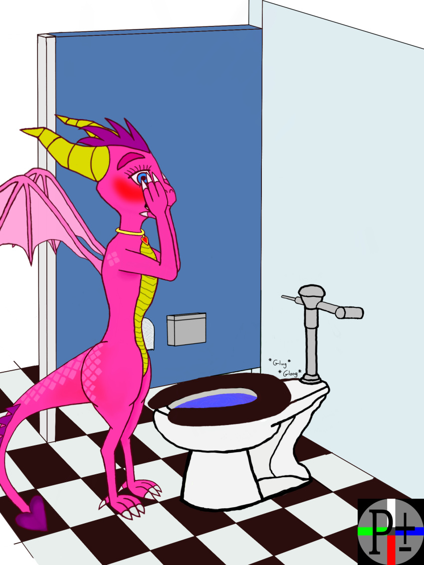 activision anthro bathroom blush blushing_profusely body_blush butt_blush clogged clogged_toilet doorless_stall dragon embarrassed embarrassed_nude_female ember_(spyro) female feral floor hand_on_face hi_res horrified humor logo perspectivezero public_restroom restroom_stall solo spyro_the_dragon standing tile tile_floor toilet toilet_bowl toilet_seat toilet_use video_games water