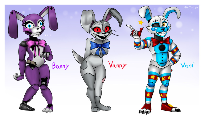 absurd_res anthro banny_(twf) blue_eyes bow_tie e4hargus female five_nights_at_freddy's hi_res lagomorph leporid looking_at_viewer male mammal open_mouth rabbit red_eyes scottgames the_walten_files vanny_(fnaf) video_games whiskers