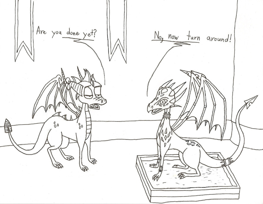 activision black_and_white cynder dragon duo female feral legend_of_spyro litter_box litter_box_usage male male/female monochrome perspectivezero simple_background spyro spyro_the_dragon temple video_games white_background