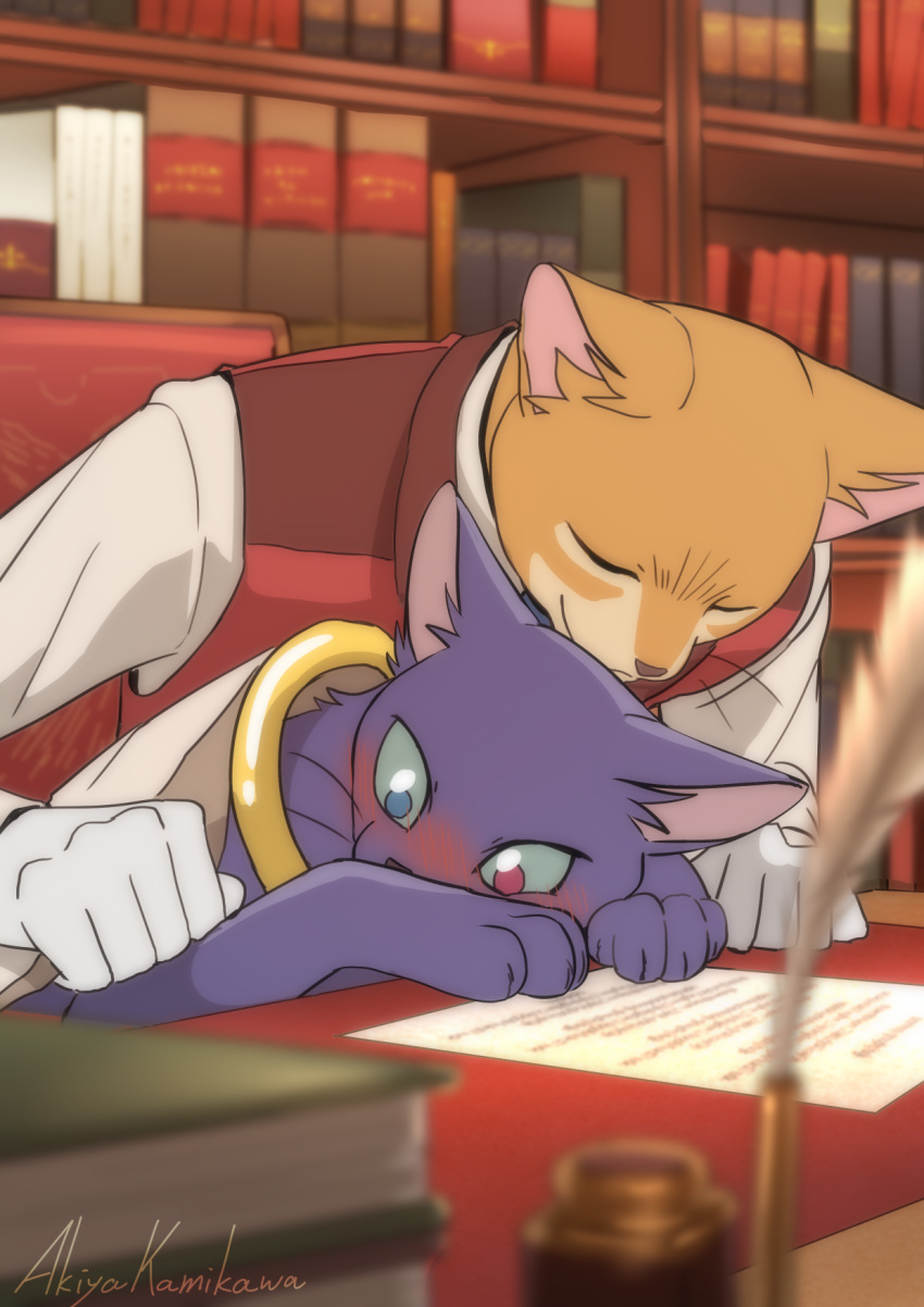 akiya-kamikawa anthro baron_humbert_von_gikkingen blush clothed clothing collar_ring contract countershading domestic_cat duo embrace eyes_closed felid feline felis gentleman ghibli half_asleep hi_res hug love male male/male mammal nude on_lap orientation_play partially_clothed pawpads paws prince_lune royalty secretly_loves_it sitting_on_lap sleeping straight_to_gay the_cat_returns warmth