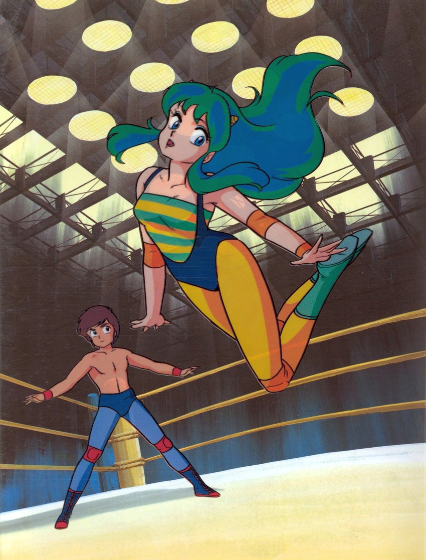 green_hair highres horns long_hair lum moroboshi_ataru oni scan tagme urusei_yatsura